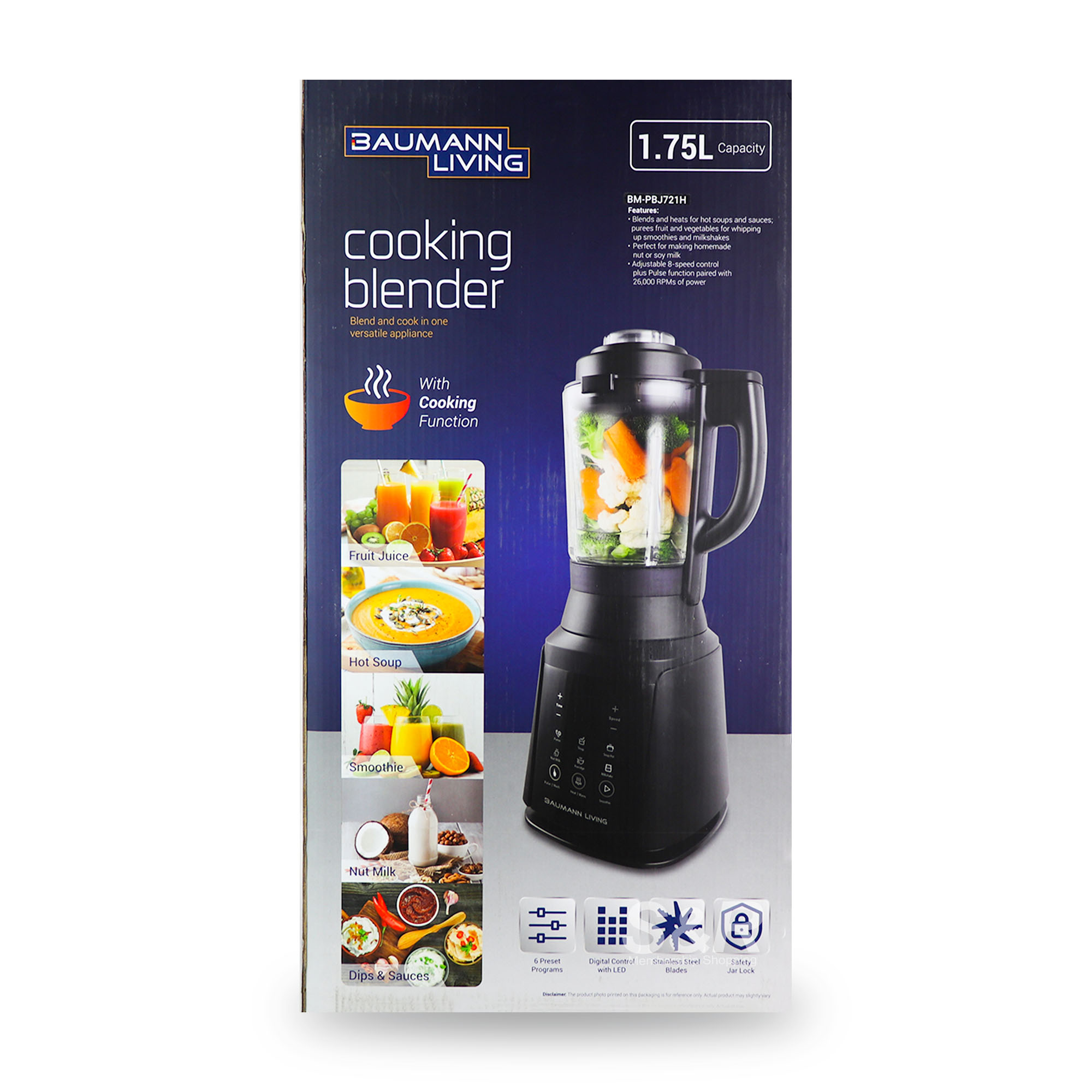Baumann Living Cooking Blender 1.75L BM-PBJ721H Baumann Living Cooking Blender 1.75L BM-PBJ721H